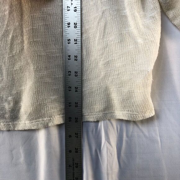 Velvet Ivory Crew Neck Open Knit Lightweight Sweater 3/4 Sleeve S - Made in USA - Picture 9 of 9